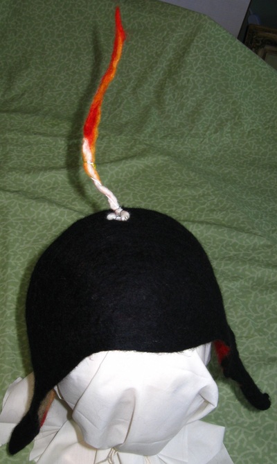 Bomb Hat/Cloche (black felt), made by C. Buffalo Larkin