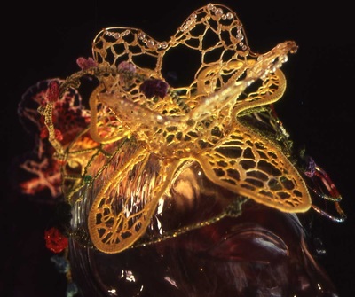 Needlelace daffodil crown, handmade by C. Buffalo Larkin