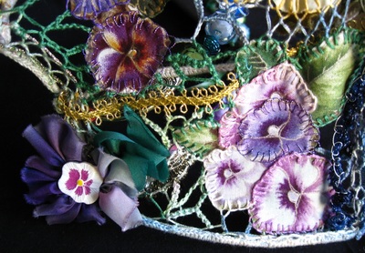 Flowered needlelace and applique Elizabethan collar (detail 2), handmade by C. Buffalo Larkin
