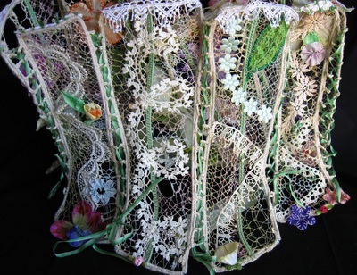 Flowered needlelace and applique corset (back), handmade by C. Buffalo Larkin