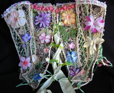 Flowered needlelace and applique corset, handmade by C. Buffalo Larkin