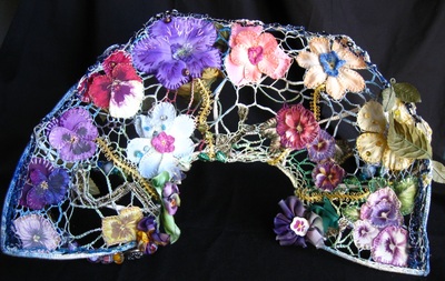 Flowered needlelace and applique Elizabethan collar, handmade by C. Buffalo Larkin