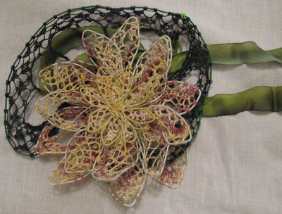 Needlelace flower ornament, handmade by C. Buffalo Larkin