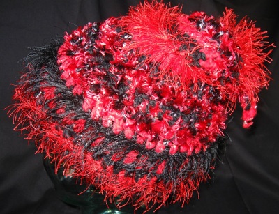 Pirate's Mate Hat, red and black and fuzzy