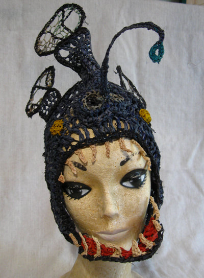 Anglerfish Mask, crocheted raffia by C. Buffalo Larkin