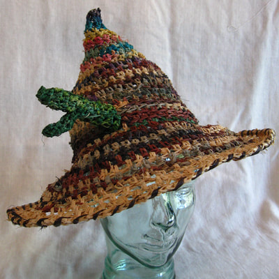 Sombrero with Cactus, crocheted raffia by C. Buffalo Larkin