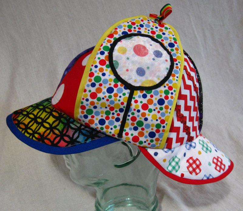 Deerstalker Hat in Clown Colors, magnifying glass flap