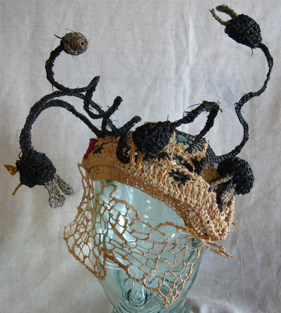 Mrs. Kilowatts Cocktail Hat, crocheted raffia by C. Buffalo Larkin