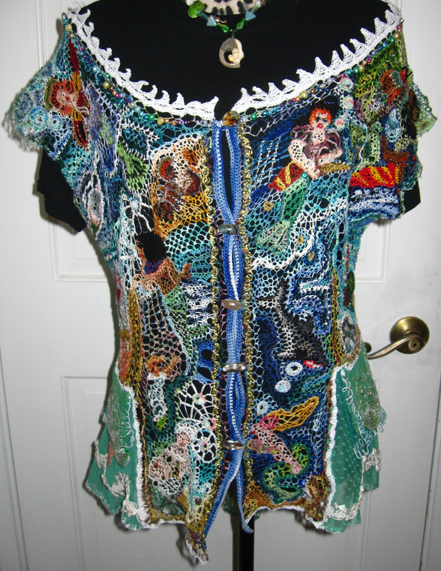 Mermaid needlelace blouse (front), handmade by C. Buffalo Larkin