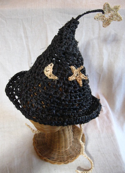 Wizard Party Hat, crocheted raffia by C. Buffalo Larkin